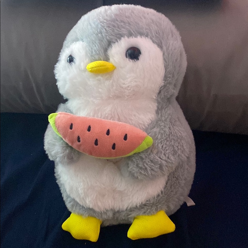 Gray and White Penguin Plush Toy